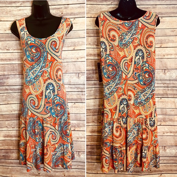 MSK Dresses & Skirts - MSK Dress Sleeveless Paisley Orange Multi